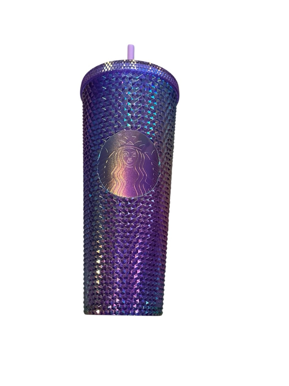 Starbucks 2022 NEW Purple Studded Oil Slick 24 Oz Iridescent Tumbler with Straw